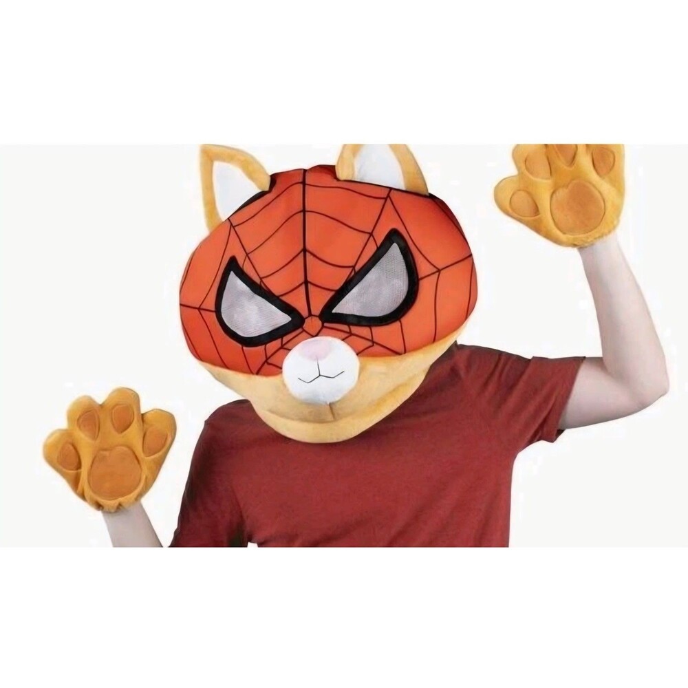 Miles Morales Spider-Man Spider-Cat Adult Plush Costume Mask Glove Set Cosplay